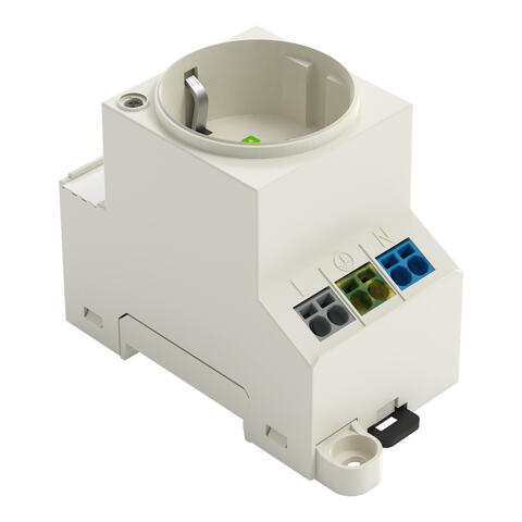 Prise pour armoire de commande; pour montage par vis et rail porteur; pr connecteur type F, CEE 7/4 (SCHUKO®); courant en DE, NL, AT; avec indication d'état par LED; avec connexion double Push-in CAGE CLAMP®; gris clair