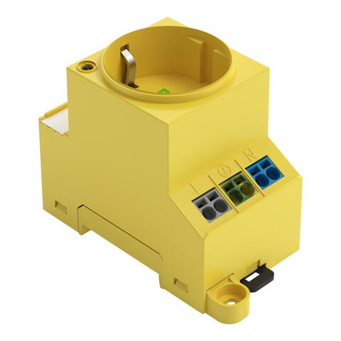 Prise pour armoire de commande; pour montage par vis et rail porteur; pr connecteur type F, CEE 7/4 (SCHUKO®); courant en DE, NL, AT; avec indication d'état par LED; avec connexion double Push-in CAGE CLAMP®; jaune de sécurité