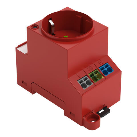 Prise pour armoire de commande; pour montage par vis et rail porteur; pr connecteur type F, CEE 7/4 (SCHUKO®); courant en DE, NL, AT; avec indication d'état par LED; avec connexion double Push-in CAGE CLAMP®; rouge