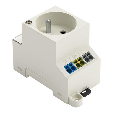 Prise pour armoire de commande; pour montage par vis et rail porteur; pour connecteur mâle de type E, CEE 7/5; courant en FR, BE, PL; avec indication d'état par LED; avec connexion double Push-in CAGE CLAMP®; gris clair