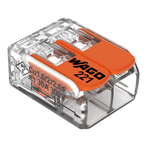Borne de raccordement avec levier; Pour tous types de conducteurs; max. 6 mm²; 2 conducteurs; Couleur du boîtier transparent; Température ambiante max. 85 °C (T85); 6,00 mm²; transparent