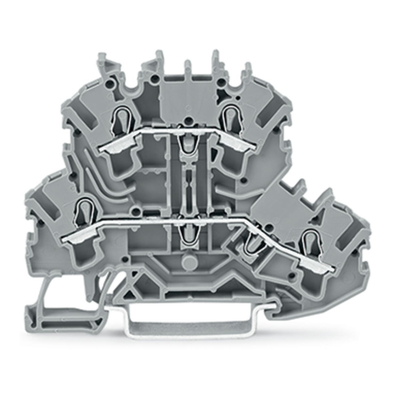 Borne à deux étages; Borne de passage / passage; L/L; sans support de marquage; pour applications Ex e II; Pour rail 35 x 15 et 35 x 7,5; 2,5 mm²; Push-in CAGE CLAMP®; 2,50 mm²; gris