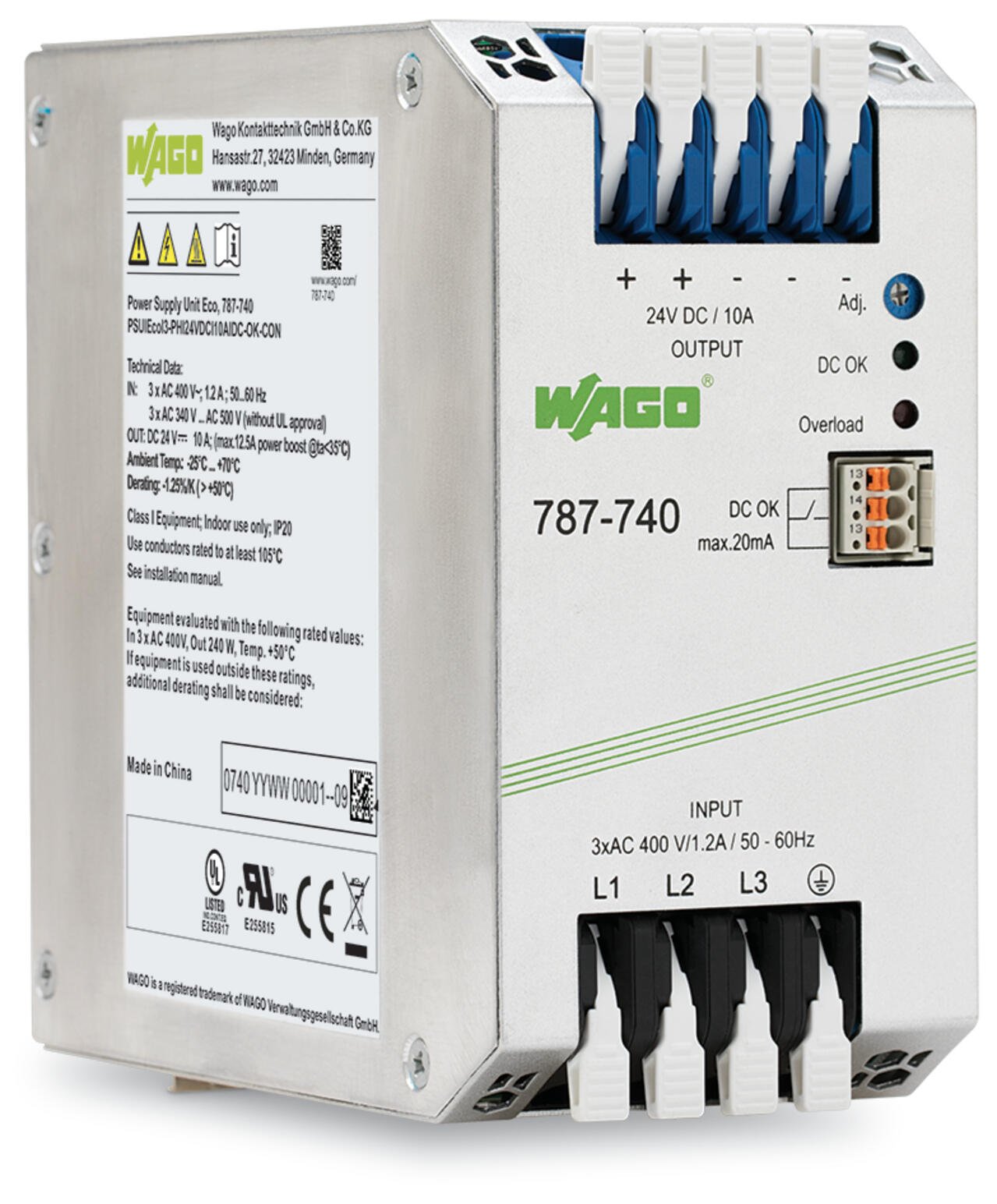 Switched-mode power supply; Eco; 3-phase; 24 VDC output voltage; 10 A output current; DC OK contact