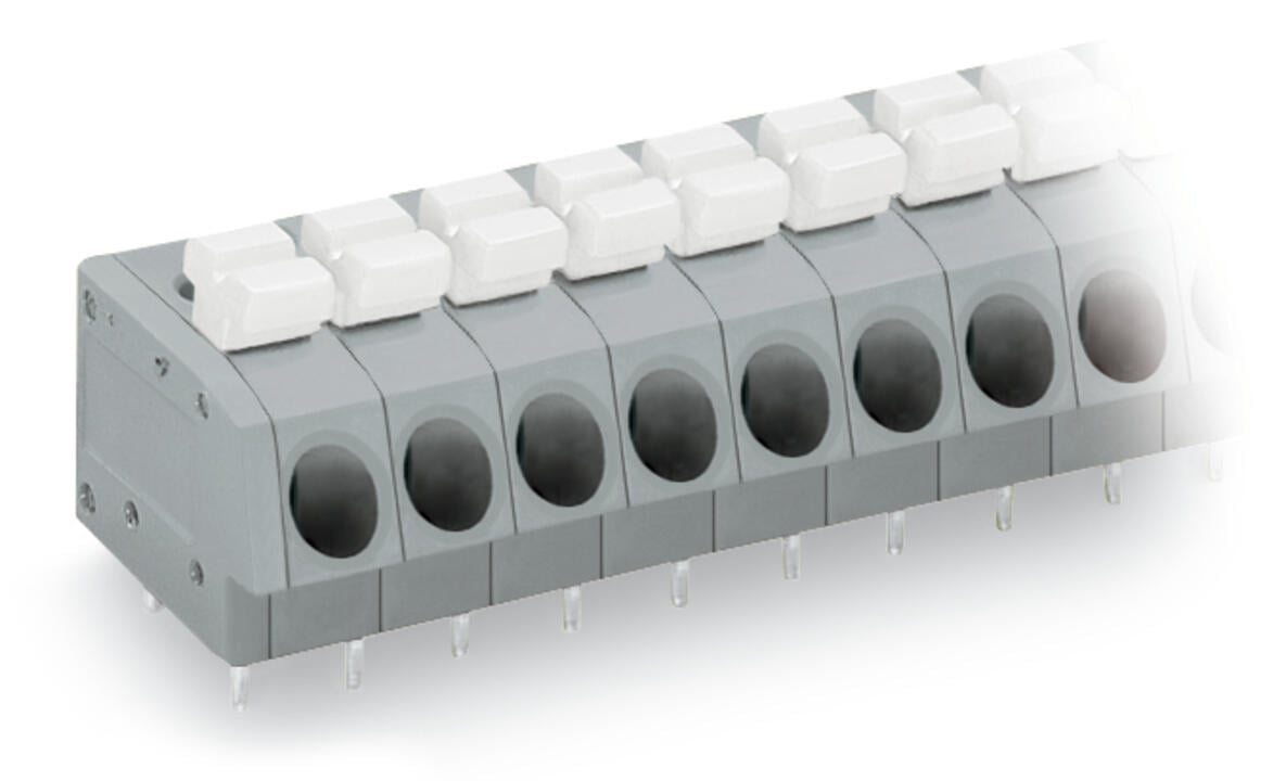 PCB terminal block; push-button; 2.5 mm²; Pin spacing 5 mm; 6-pole; Push-in CAGE CLAMP®; 2,50 mm²; gray