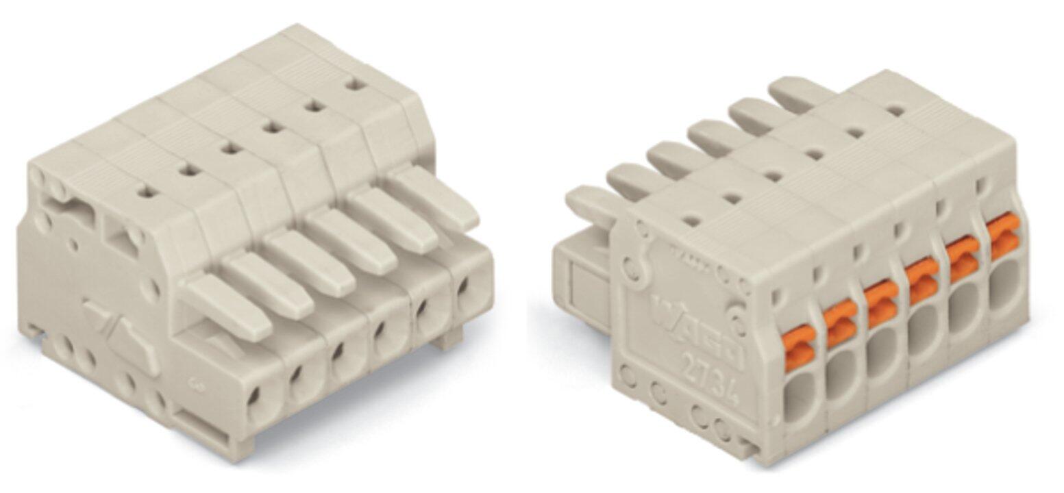 1-conductor female connector; push-button; Push-in CAGE CLAMP®; 1.5 mm²; Pin spacing 3.5 mm; 16-pole; 100% protected against mismating; 1,50 mm²; light gray