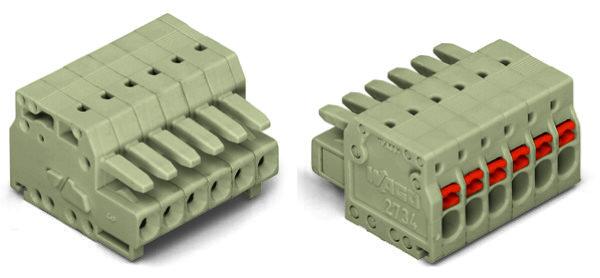 1-conductor female connector; push-button; Push-in CAGE CLAMP®; 1.5 mm²; Pin spacing 3.5 mm; 16-pole; 100% protected against mismating; 1,50 mm²; light gray