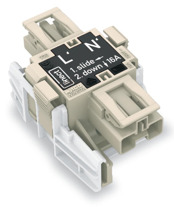 Linect®-T-Steckverbinder; 2-polig; Kod. L; 1 Eingang; 2 Ausgänge; weiß