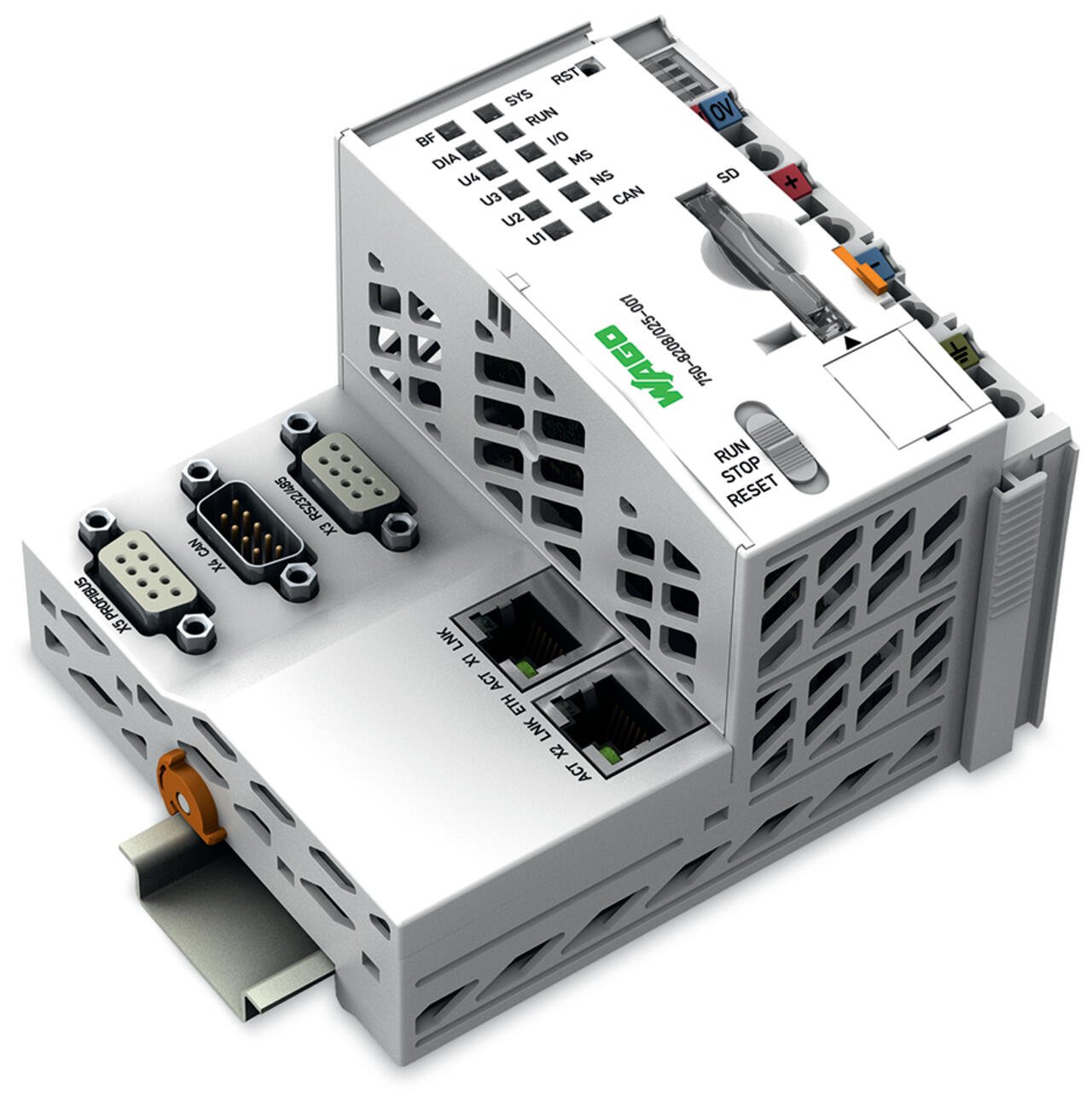 Controller PFC200; 2 x ETHERNET, RS-232/-485, CAN, CANopen, PROFIBUS-Master; Telecontrol technology; Ext. Temperature