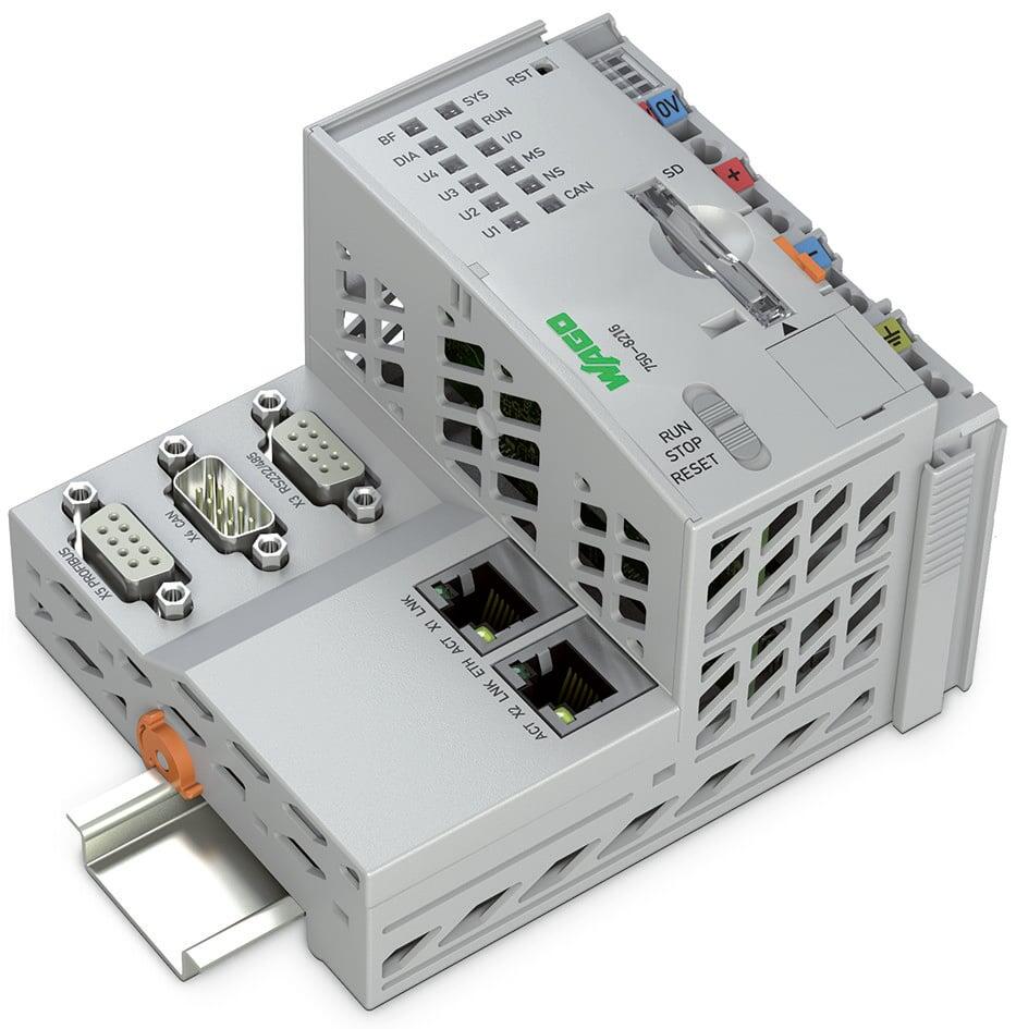 Controlador PFC200; 2 geração; 2 x ETHERNET, RS-232/-485, CAN, CANopen, PROFIBUS Slave; Tecnologia de comando remoto; Temperatura ext.