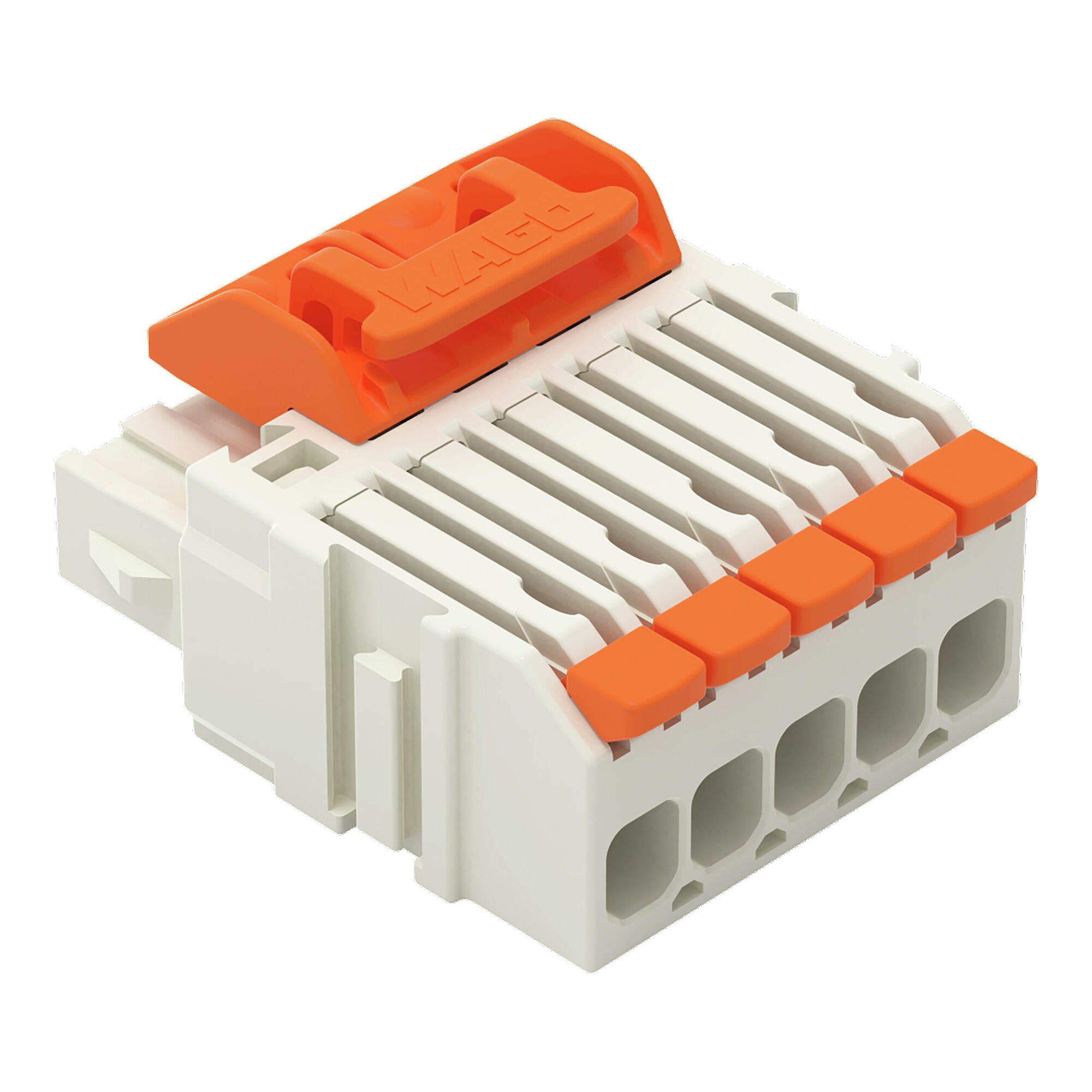 1-conductor female connector; lever; Push-in CAGE CLAMP®; 1.5 mm²; Pin spacing 3.5 mm; 5-pole; 100% protected against mismating; Centered locking levers; 1,50 mm²; light gray