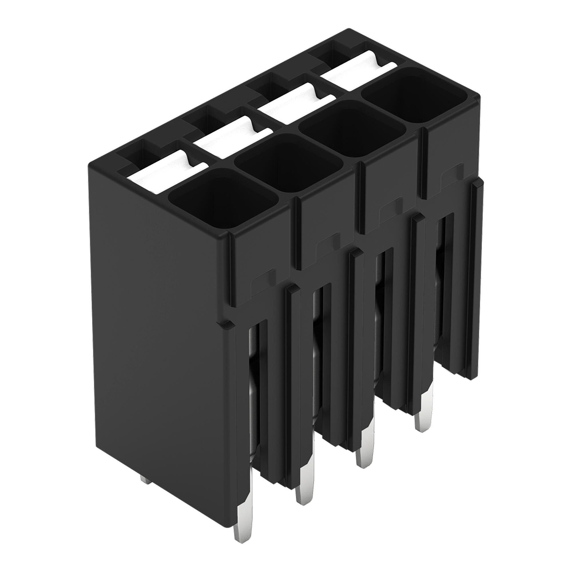 THR PCB terminal block; push-button; 1.5 mm²; Pin spacing 3.5 mm; 4-pole; Push-in CAGE CLAMP®; 1,50 mm²; black