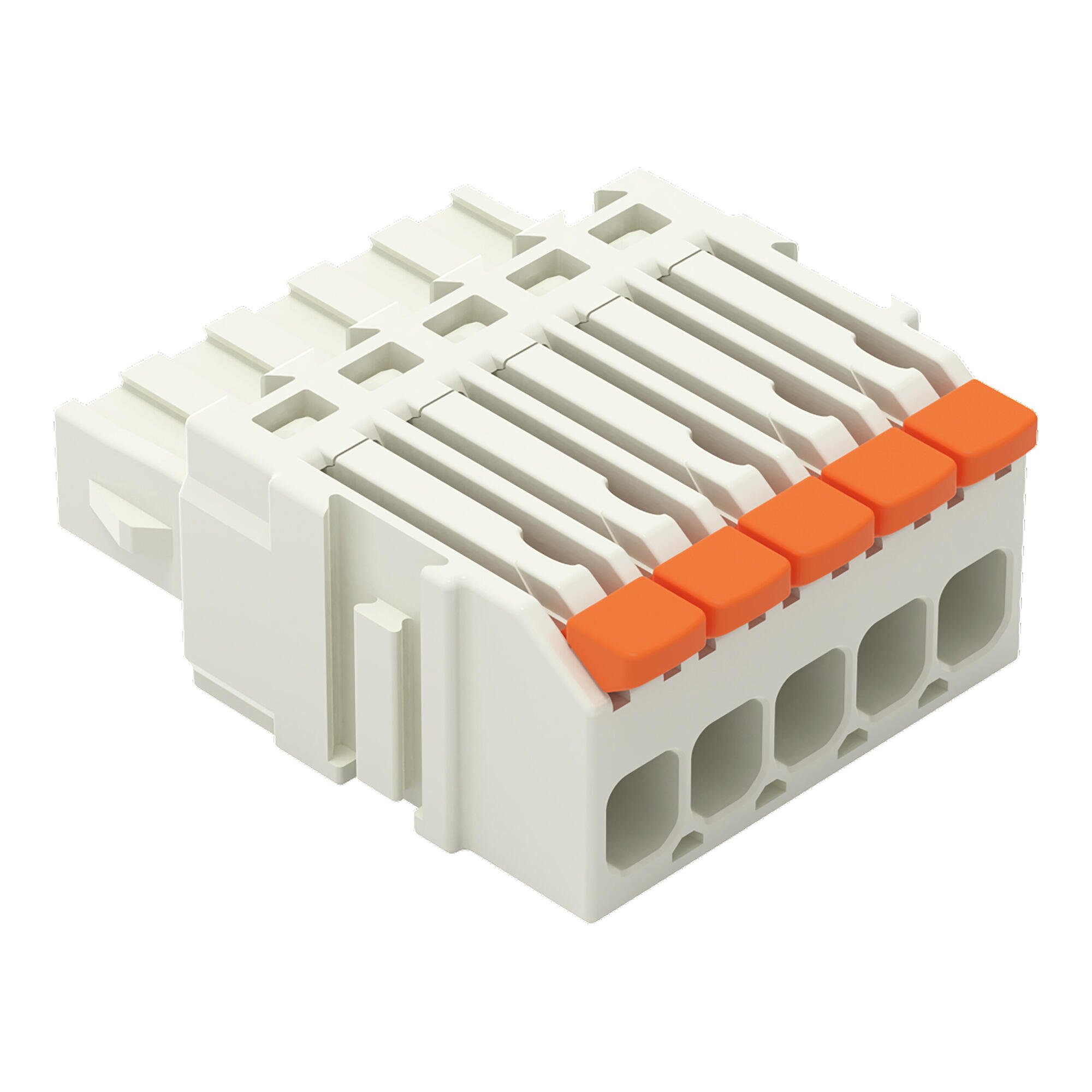 Connecteur femelle pour 1 conducteur; Levier; Push-in CAGE CLAMP®; 1,5 mm²; Pas 3,5 mm; 5 pôles; 100% protégé contre l'inversion; 1,50 mm²; gris clair